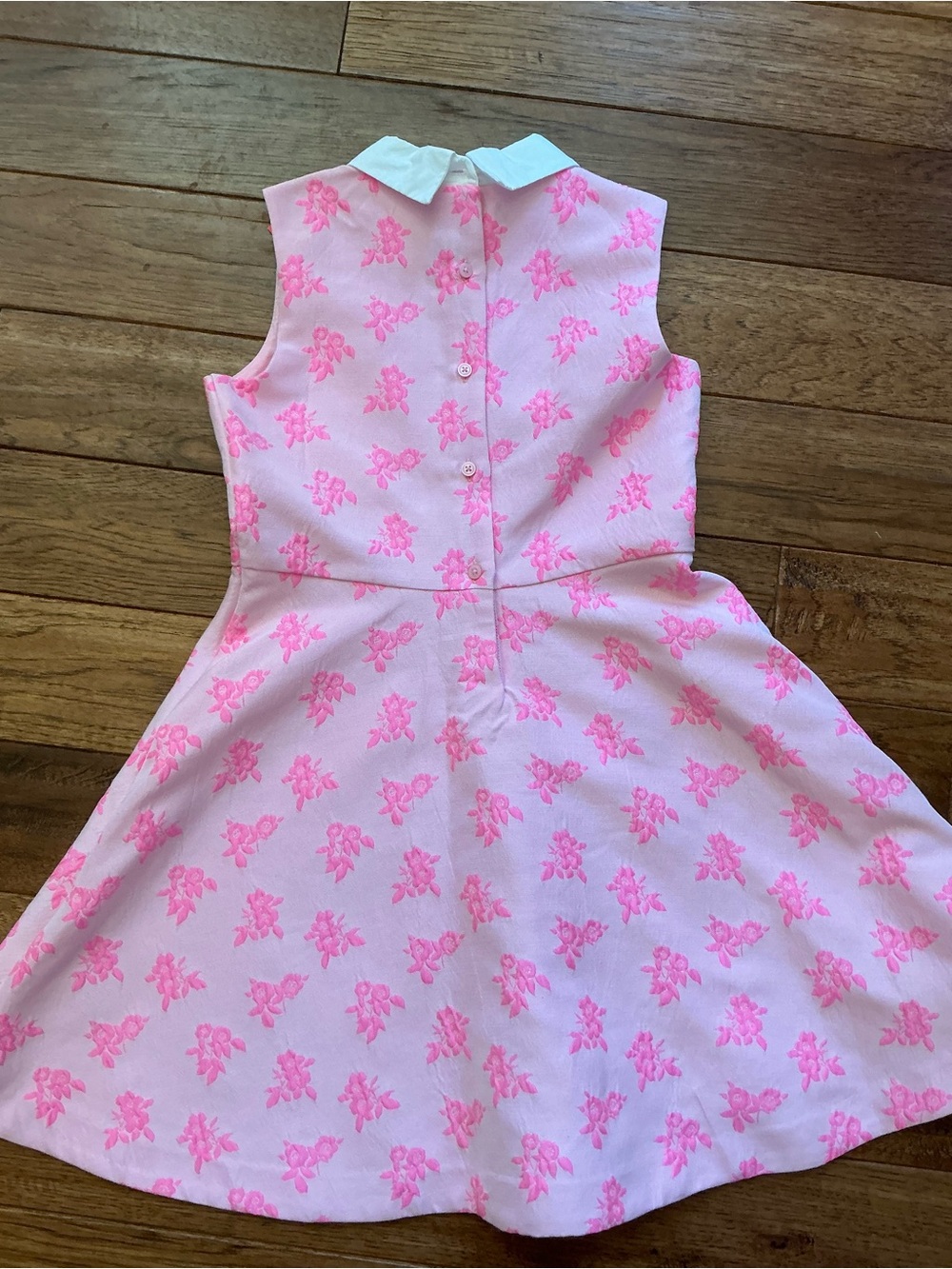 Janie and Jack Pink Floral Dress, White Collar, size 10 - Picture 5 of 7